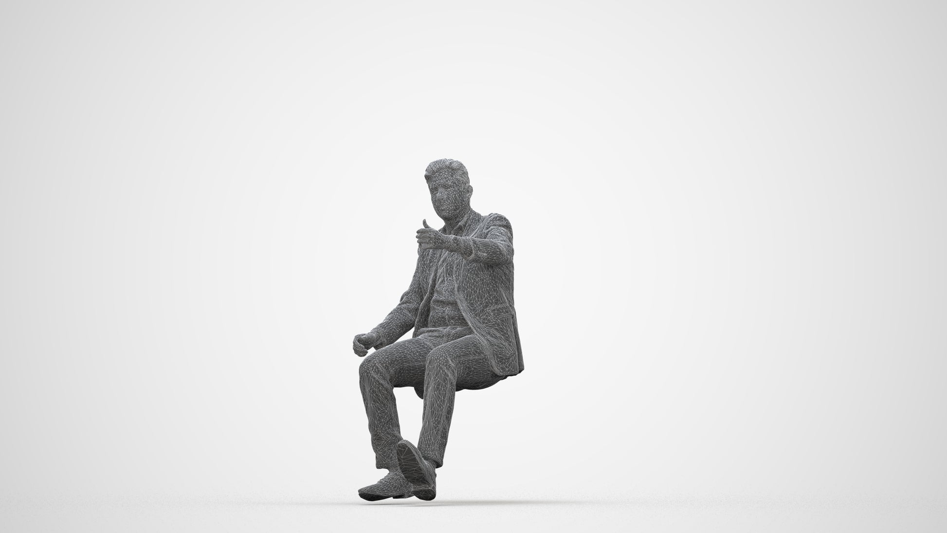realistic 3D human man business driving, archviz people FBX OBJ for Blender, wireframe back view