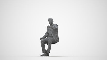realistic 3D human man business driving, archviz people FBX OBJ for Blender, wireframe back view