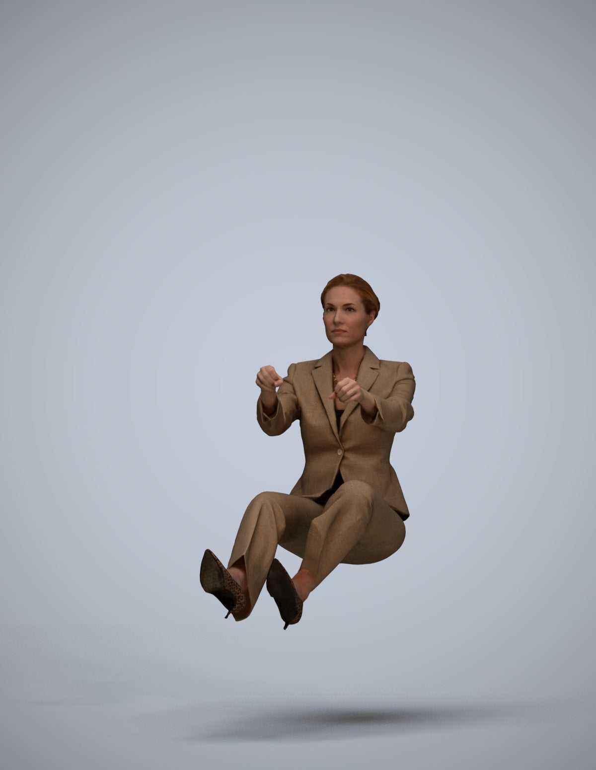 3D scanned woman driving business, photorealistic archviz people for Enscape and SketchUp