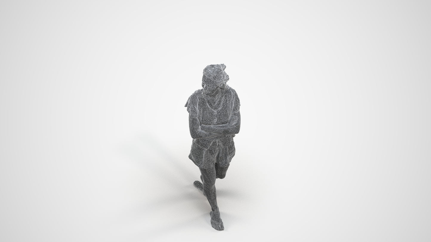 3D people model woman casual walking, scanned human for 3ds Max rendering, wireframe three-quarter view