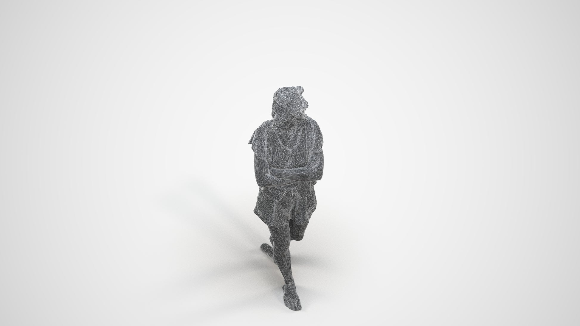 3D people model woman casual walking, scanned human for 3ds Max rendering, wireframe three-quarter view