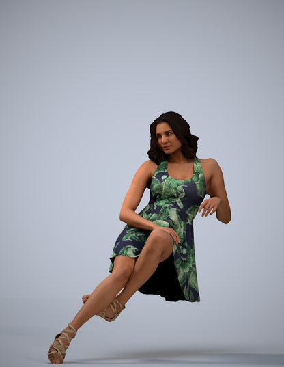 photogrammetry 3D woman sitting, realistic human model archviz FBX