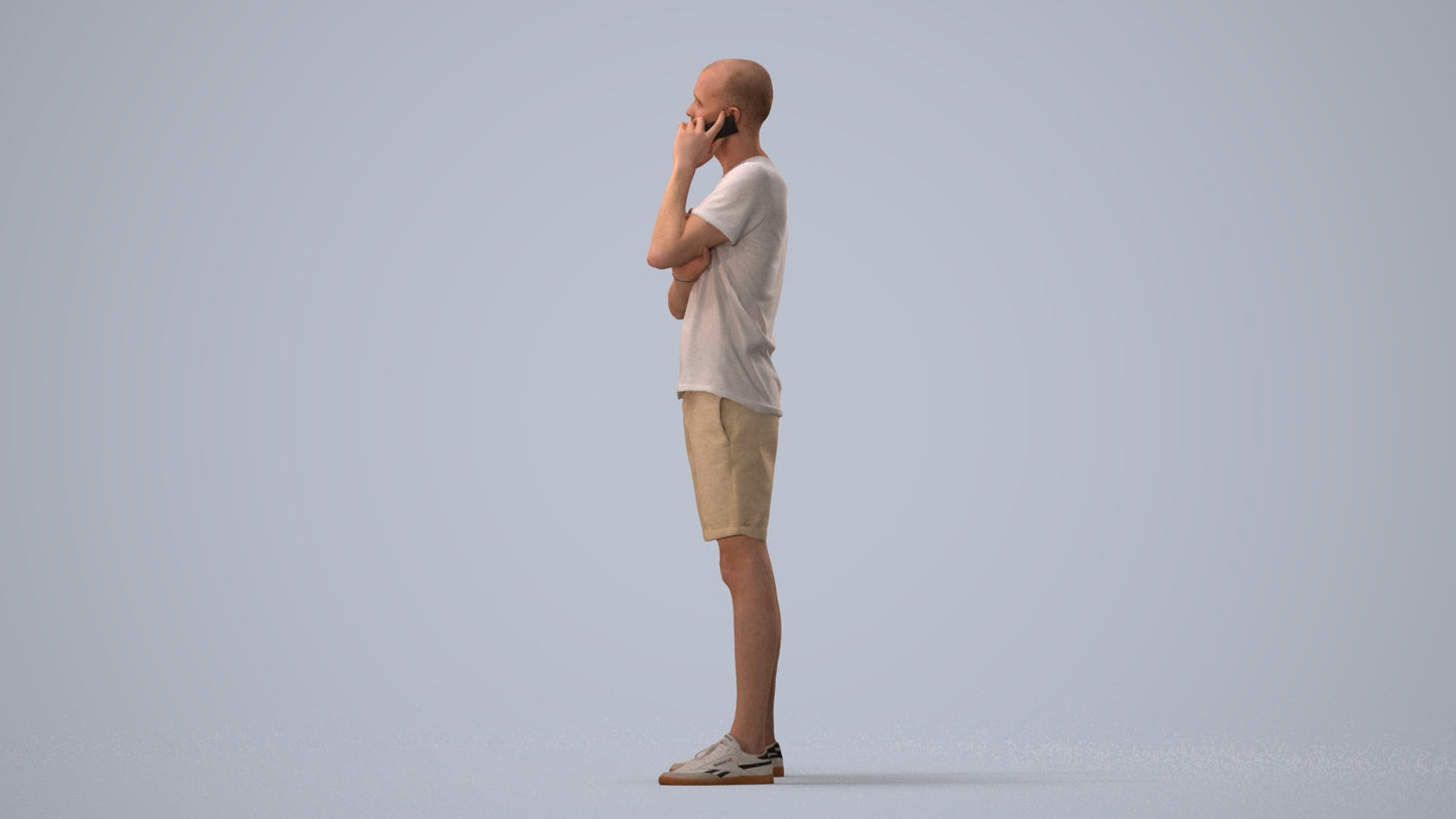 realistic 3D people man casual standing, render-ready for V-Ray and Corona, FBX OBJ, three-quarter view render