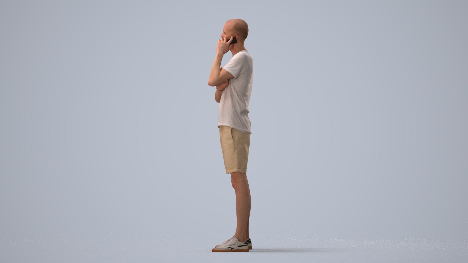 realistic 3D people man casual standing, render-ready for V-Ray and Corona, FBX OBJ, three-quarter view render