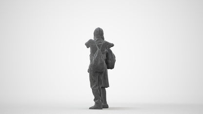 3D human model girl kids, photogrammetry scanned person for archviz, square thumbnail