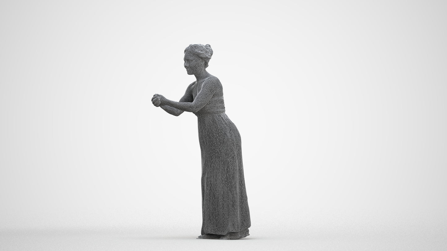 realistic 3D human woman casual standing, archviz people FBX OBJ for Blender, three-quarter front view render