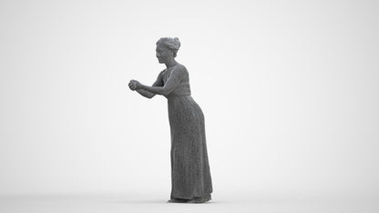 realistic 3D human woman casual standing, archviz people FBX OBJ for Blender, three-quarter front view render