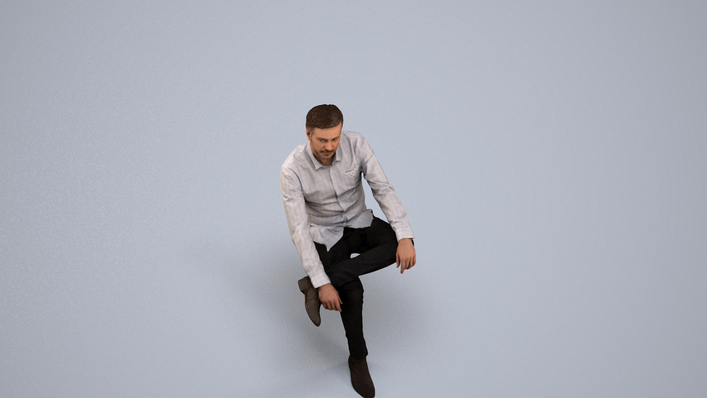 photogrammetry 3D man business, realistic human model archviz FBX, back view render