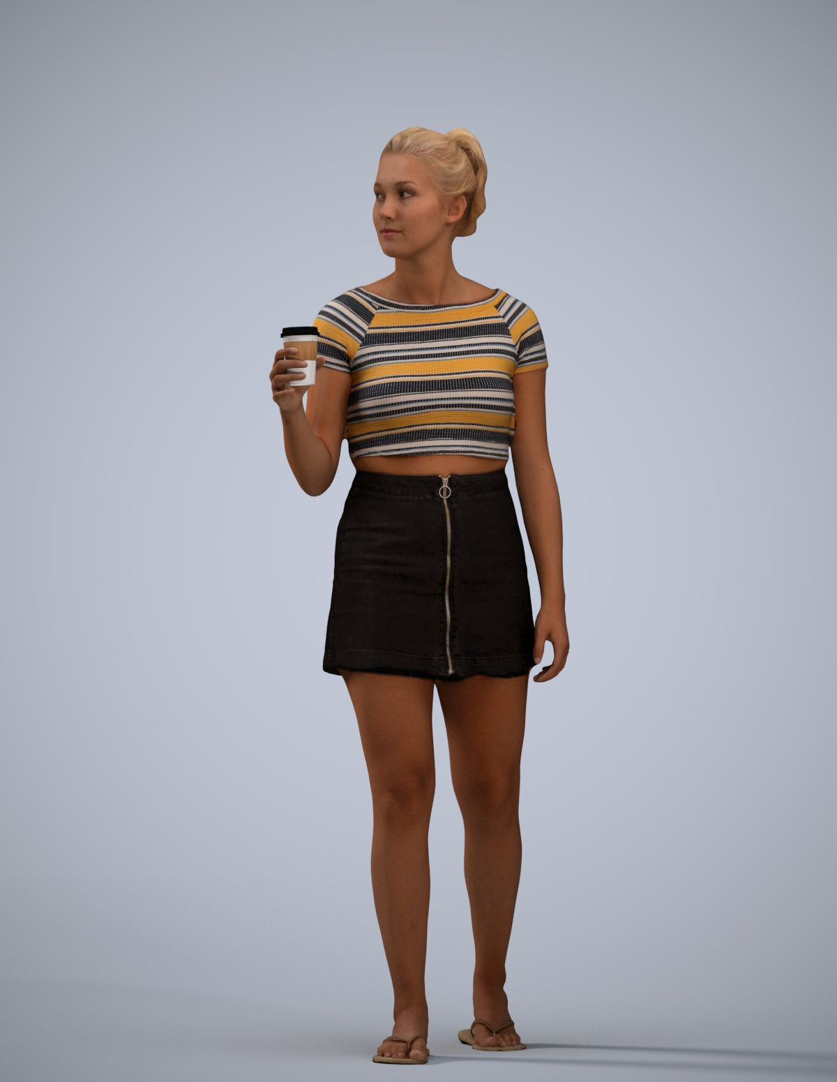 realistic 3D woman casual walking, scanned archviz people for Blender and 3ds Max