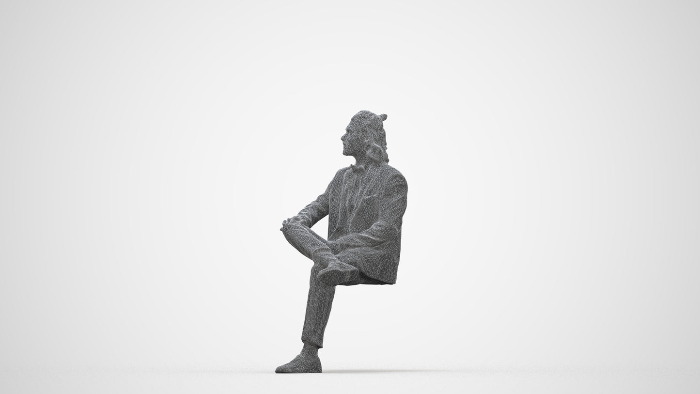 scanned 3D man formal formalaffairs, photogrammetry people for Enscape and V-Ray, wireframe back view