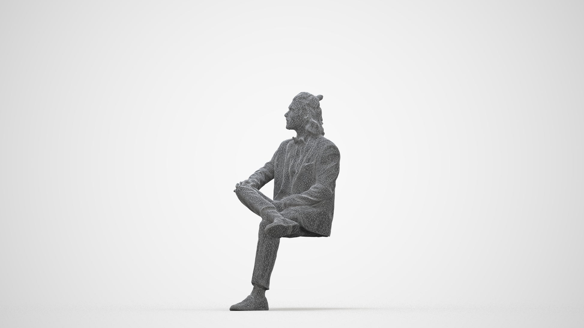 scanned 3D man formal formalaffairs, photogrammetry people for Enscape and V-Ray, wireframe back view