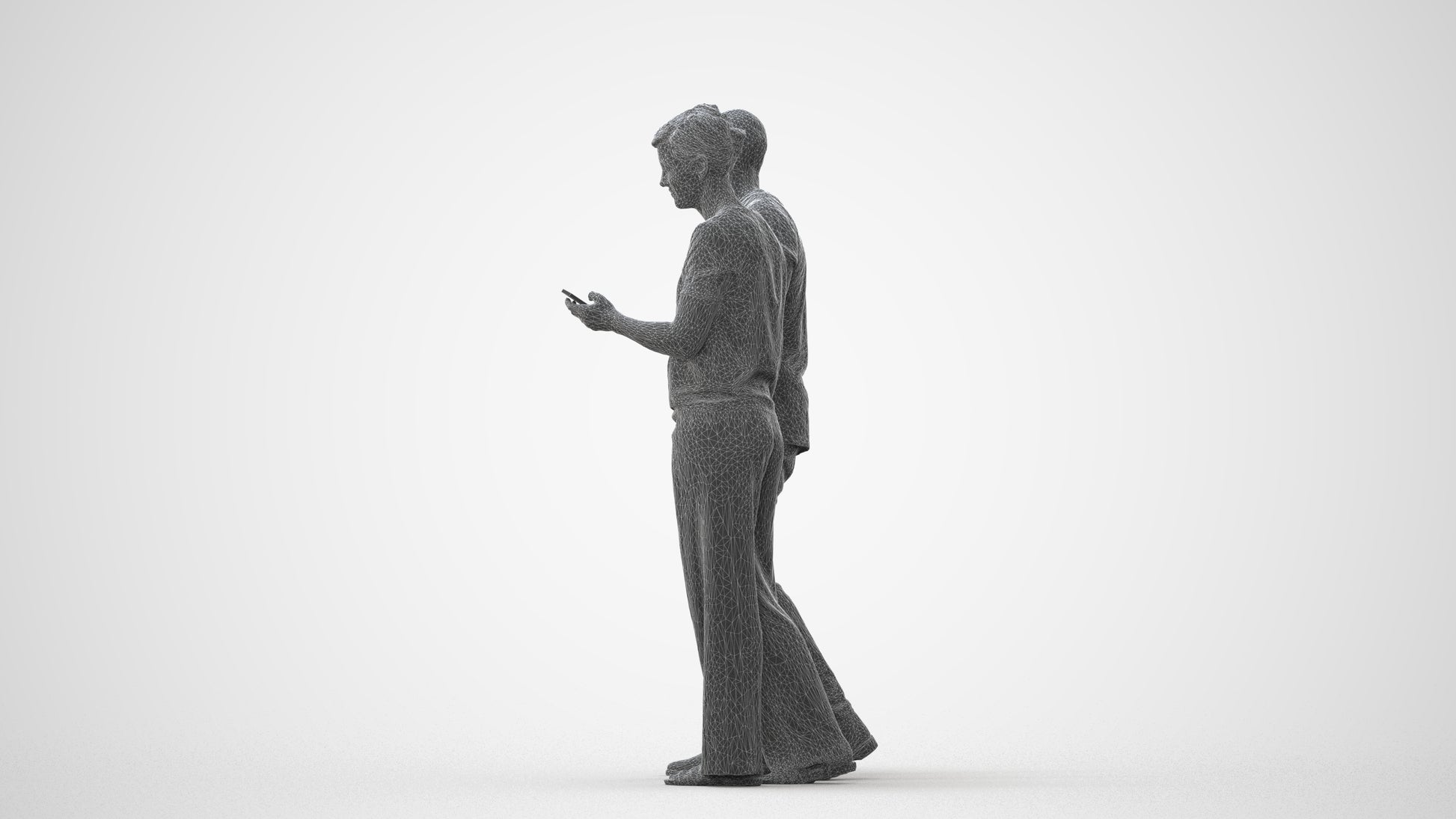 realistic 3D human woman casual couple, archviz people FBX OBJ for Blender, square thumbnail