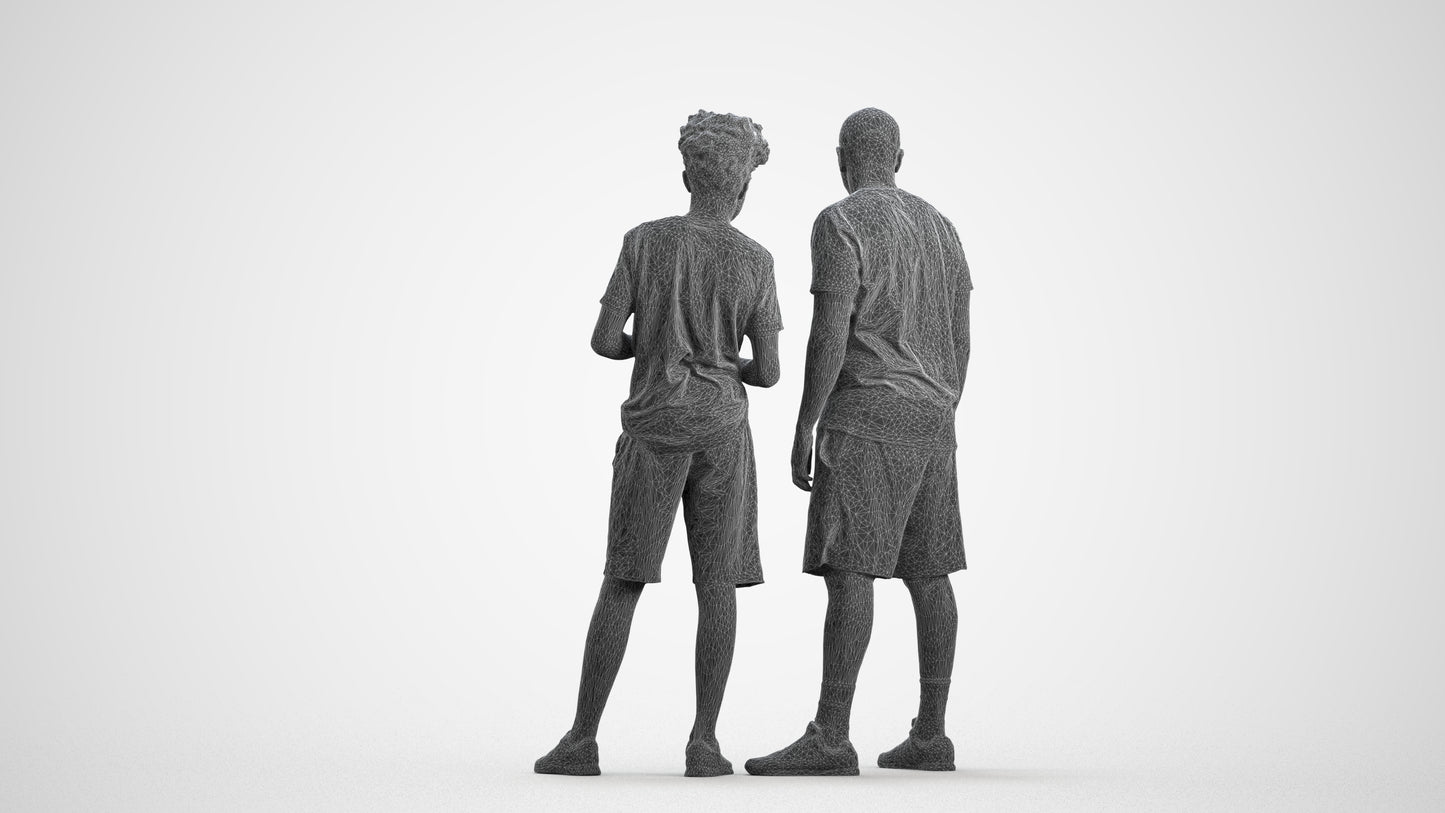 realistic 3D boy casual kids, scanned archviz people for Blender and 3ds Max, wireframe front view