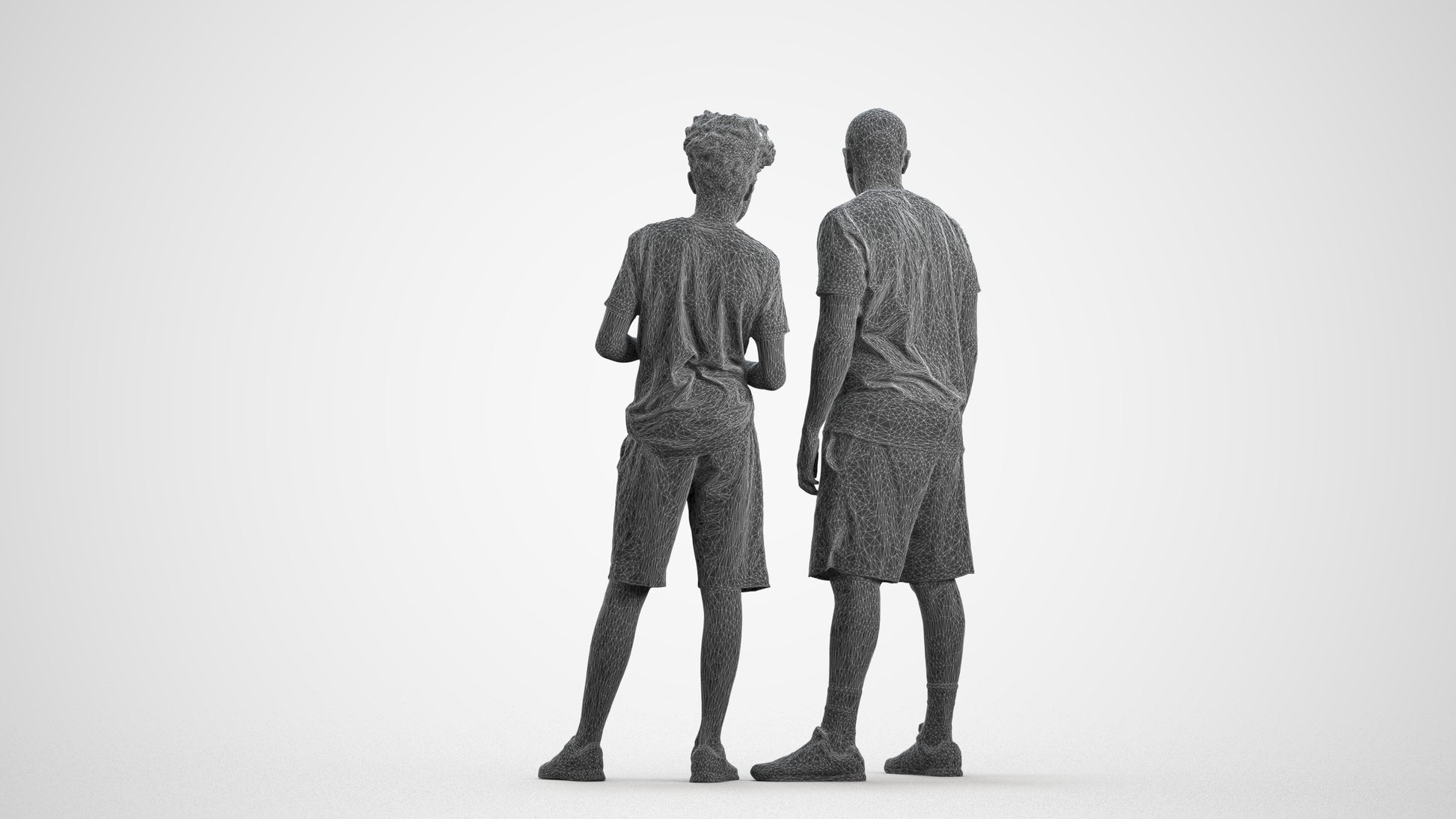 realistic 3D boy casual kids, scanned archviz people for Blender and 3ds Max, wireframe front view