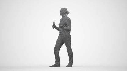 photogrammetry 3D man casual standing, realistic human model archviz FBX, wireframe back view