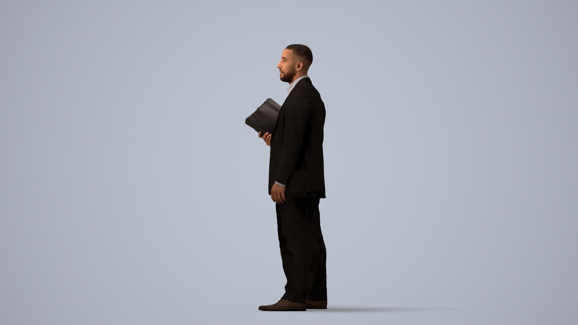 3D scanned man business, photorealistic archviz people for Enscape and SketchUp, three-quarter view render