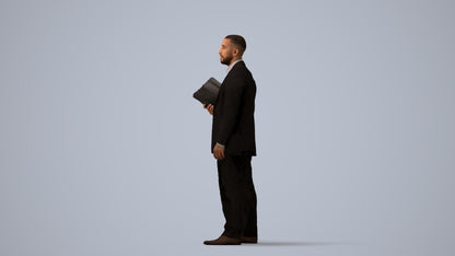 3D scanned man business, photorealistic archviz people for Enscape and SketchUp, three-quarter view render