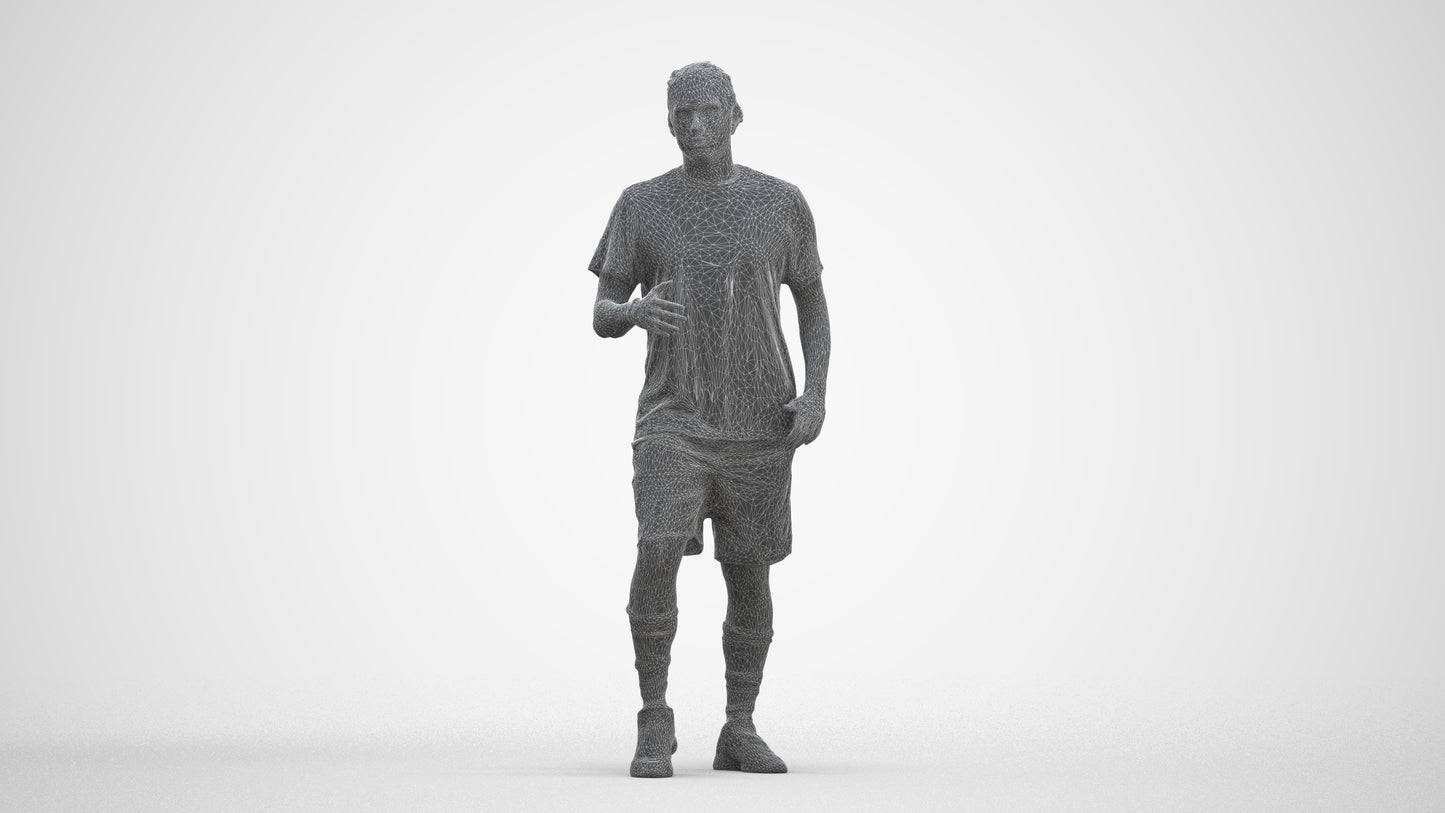 realistic 3D human man sport, archviz people FBX OBJ for Blender, three-quarter front view render