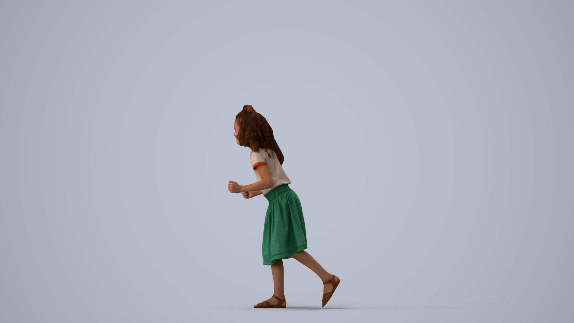 realistic 3D human girl casual kids, archviz people FBX OBJ for Blender, three-quarter view render