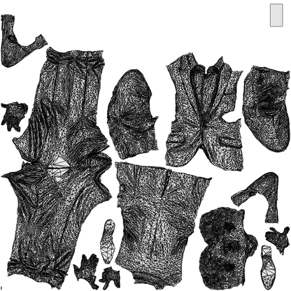realistic 3D people man business, render-ready for V-Ray and Corona, FBX OBJ, wireframe top-down view