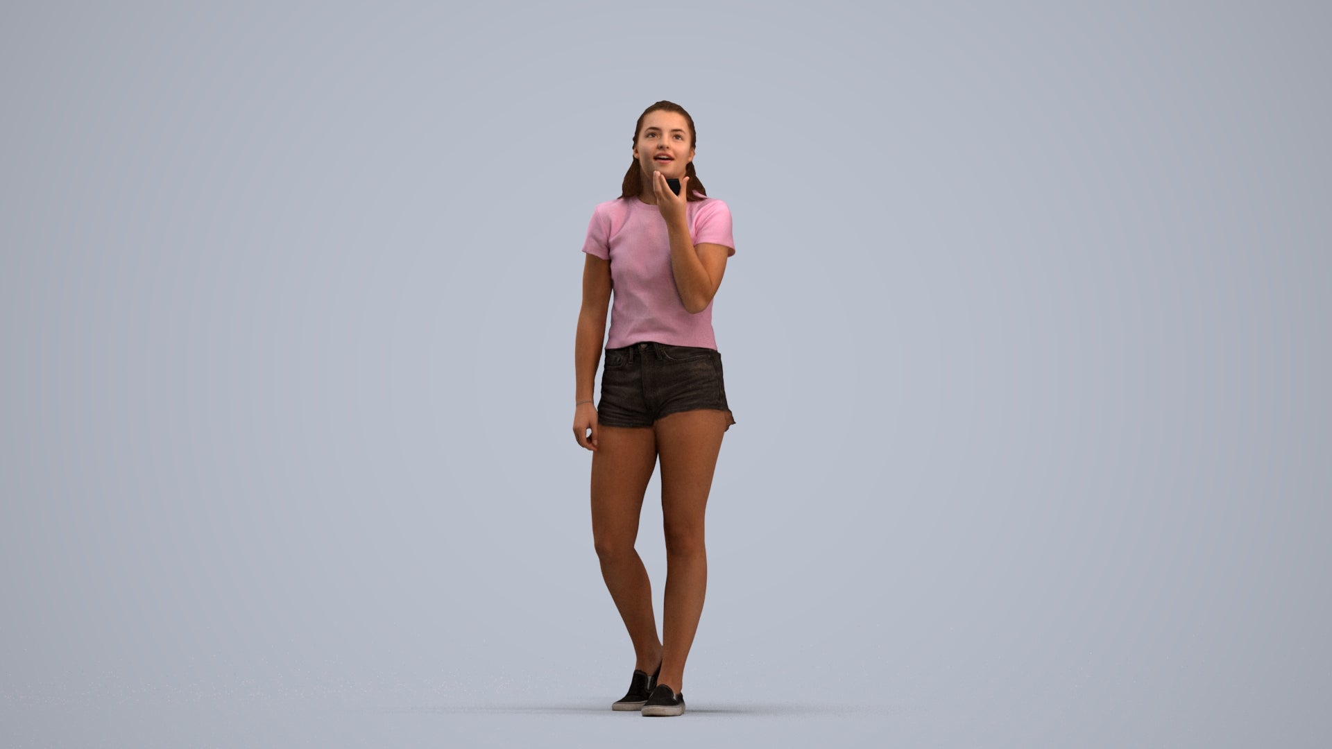 3D people model girl casual standing, scanned human for 3ds Max rendering, standing pose render