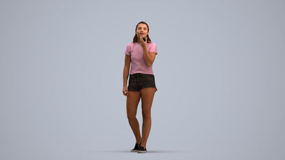 3D people model girl casual standing, scanned human for 3ds Max rendering, standing pose render
