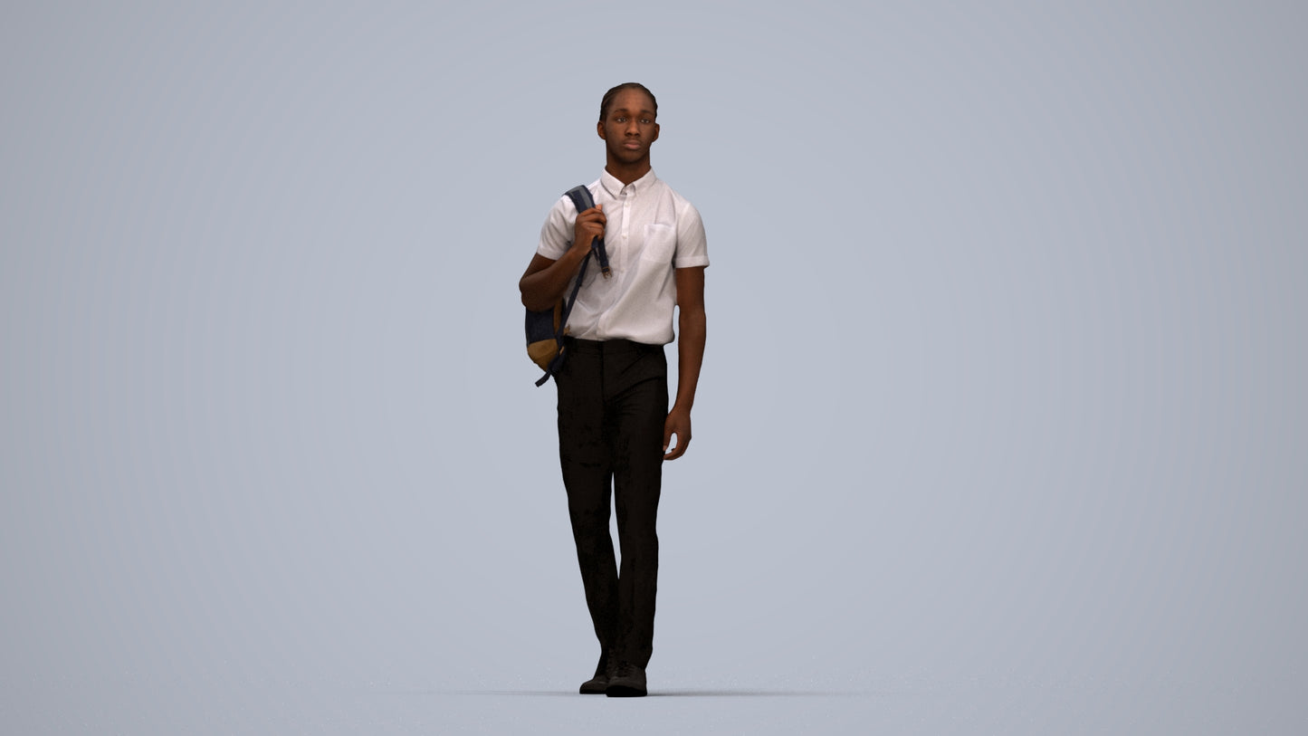scanned 3D boy kids, photogrammetry people for Enscape and V-Ray, top-down view render