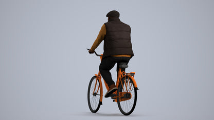 3D people model man casual cycling, scanned human for 3ds Max rendering, front view render