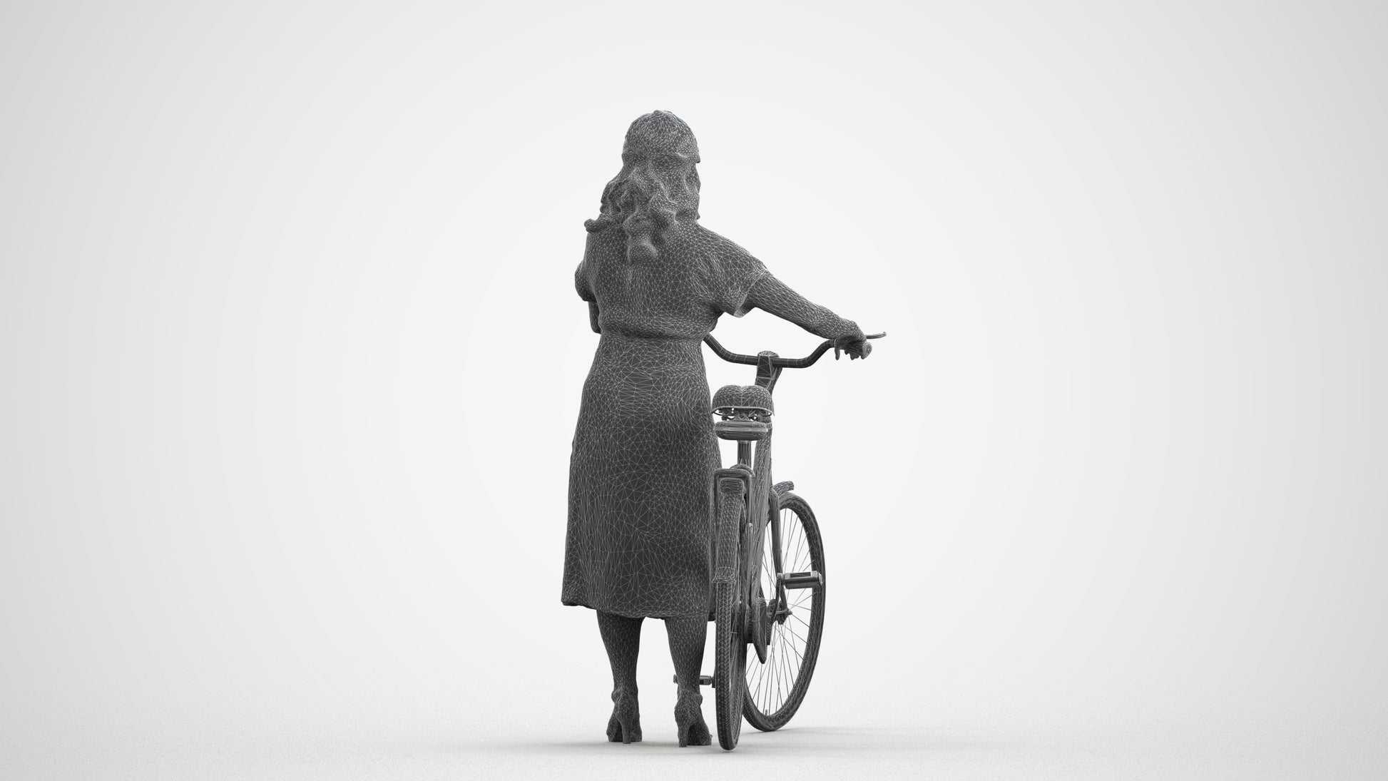 3D people model woman casual mix, scanned human for 3ds Max rendering, wireframe front view
