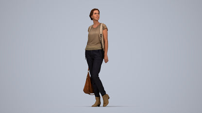3D scanned woman standing casual, photorealistic archviz people for Enscape and SketchUp, top-down view render