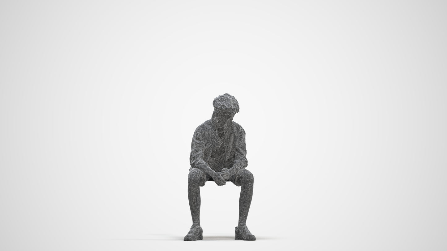 3D human model boy casual kids, photogrammetry scanned person for archviz, three-quarter front view render
