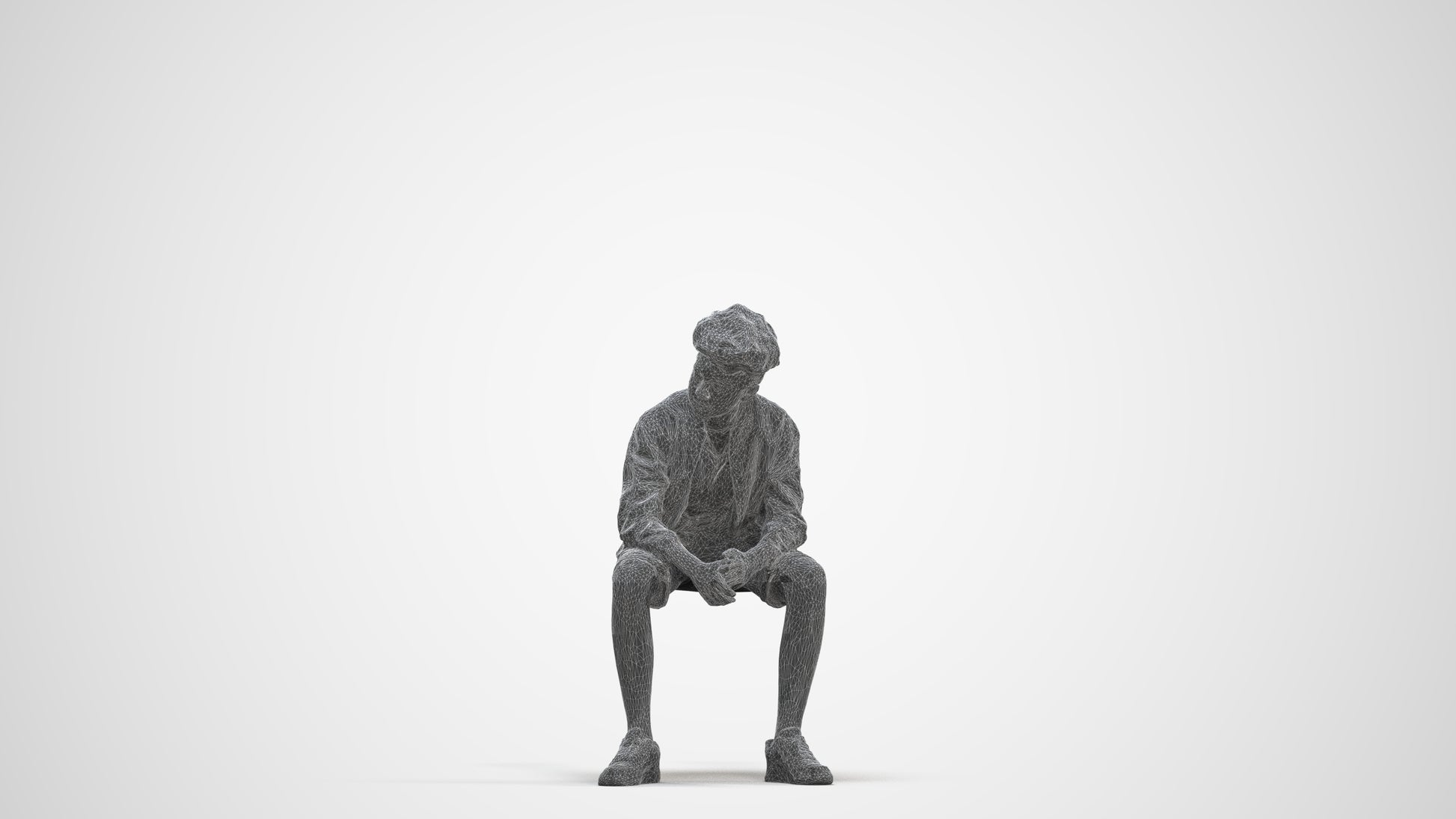 3D human model boy casual kids, photogrammetry scanned person for archviz, three-quarter front view render