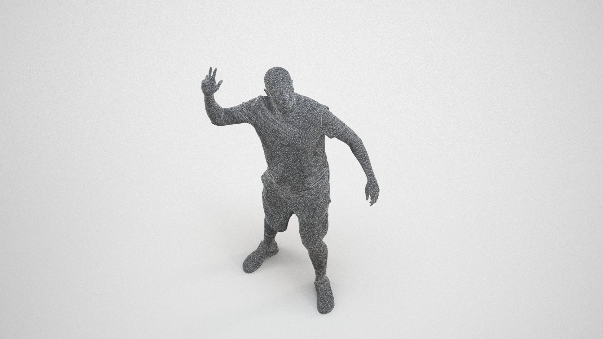 photogrammetry 3D man sport, realistic human model archviz FBX, wireframe three-quarter view