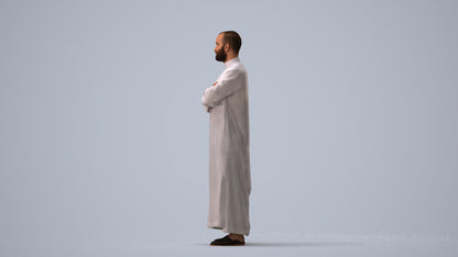 realistic 3D human man standing, archviz people FBX OBJ for Blender, three-quarter view render