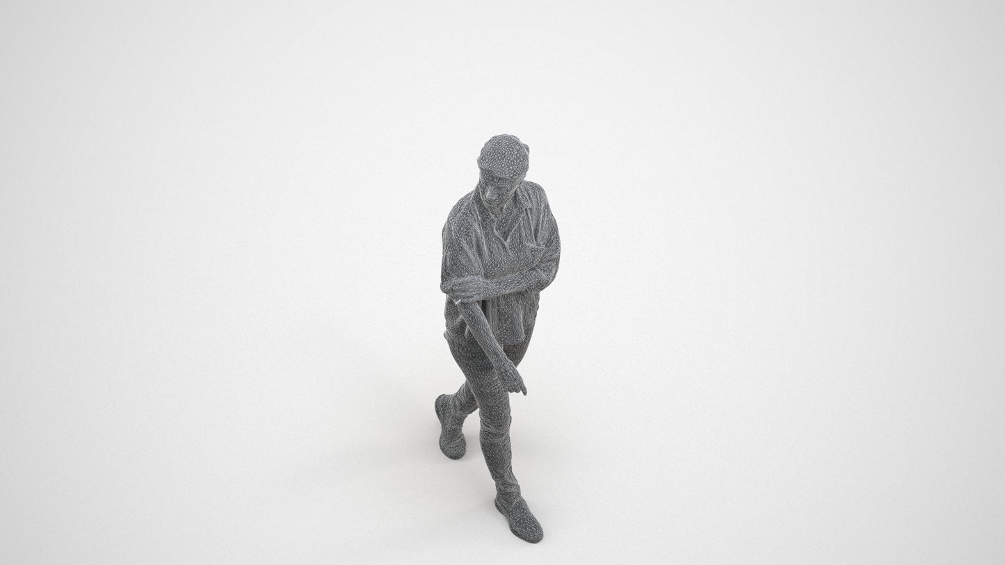 3D people model woman casual walking, scanned human for 3ds Max rendering, wireframe three-quarter view