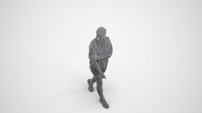 3D people model woman casual walking, scanned human for 3ds Max rendering, wireframe three-quarter view