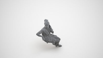 scanned 3D woman casual sitting, photogrammetry people for Enscape and V-Ray, wireframe three-quarter view