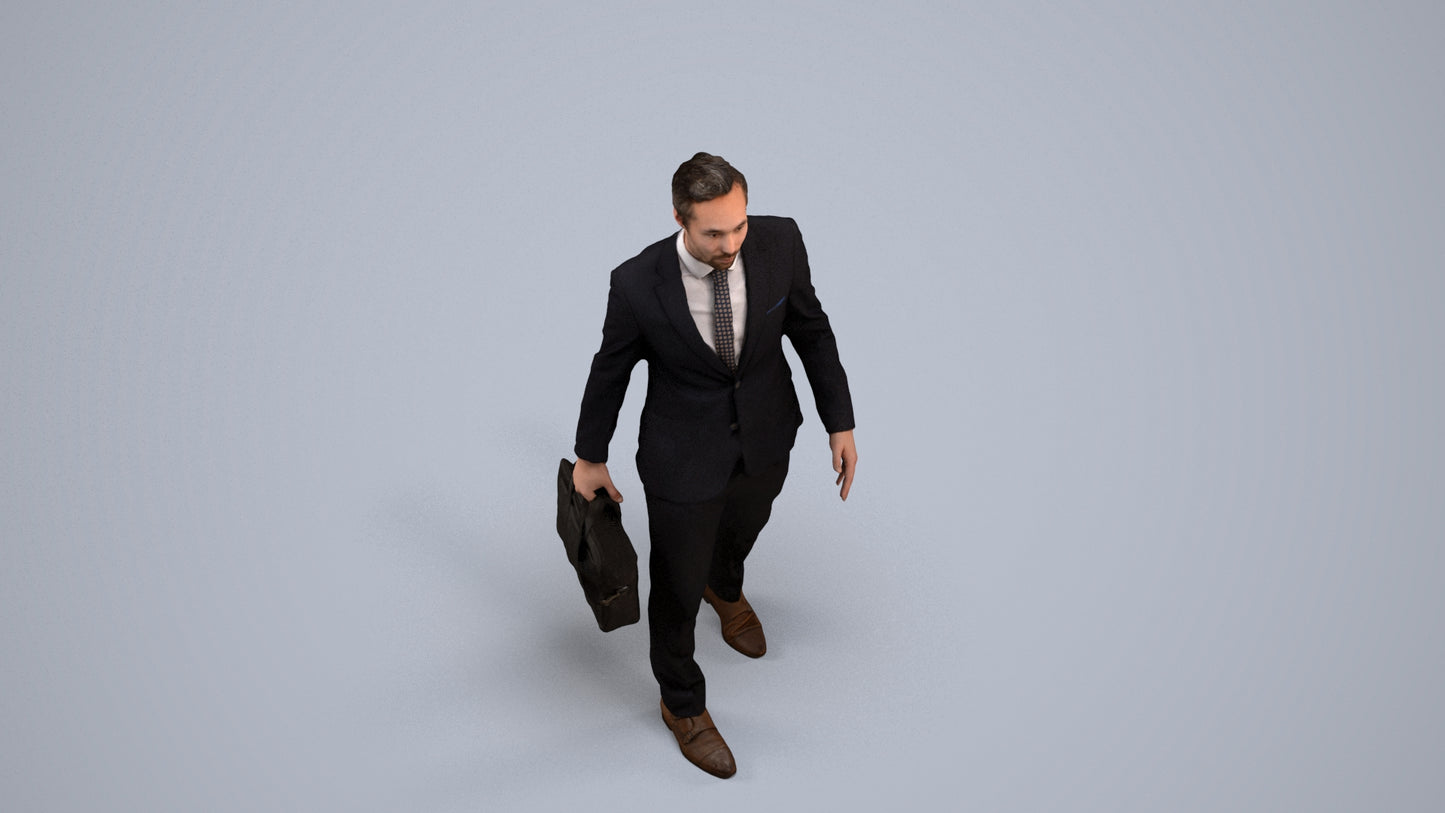 scanned 3D man formal business, photogrammetry people for Enscape and V-Ray, back view render