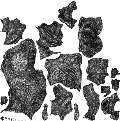3D scanned woman sitting casual, photorealistic archviz people for Enscape and SketchUp, wireframe top-down view