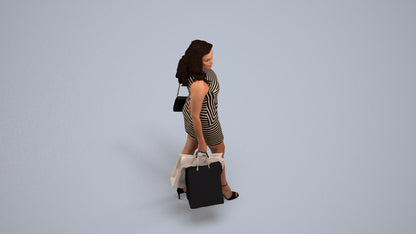 3D people model woman casual shopping, scanned human for 3ds Max rendering, back view render