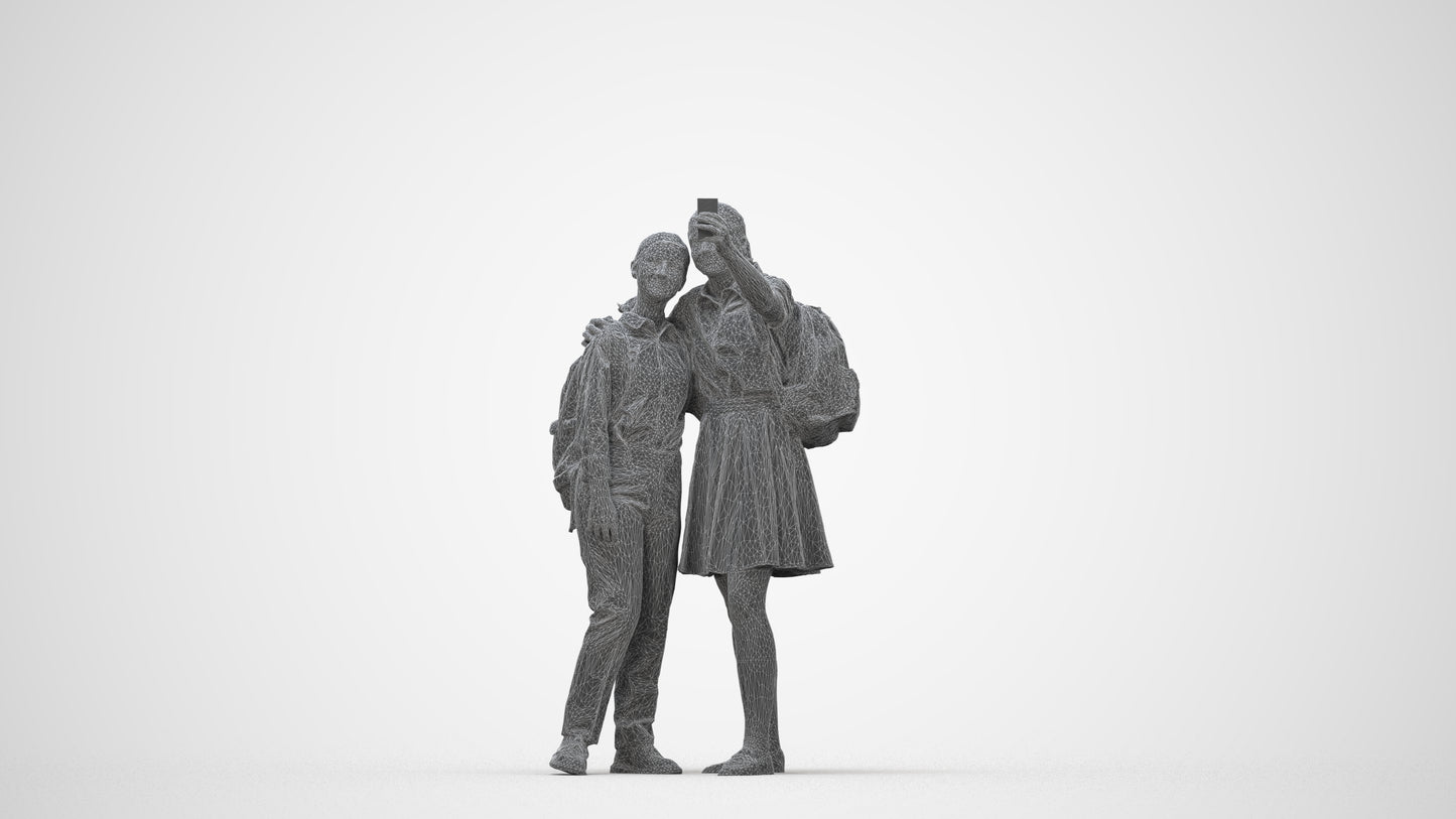 realistic 3D woman casual shopping, scanned archviz people for Blender and 3ds Max, wireframe back view