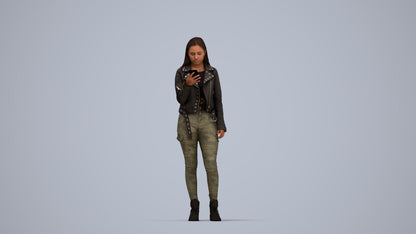 realistic 3D human woman casual shopping, archviz people FBX OBJ for Blender, top-down view render
