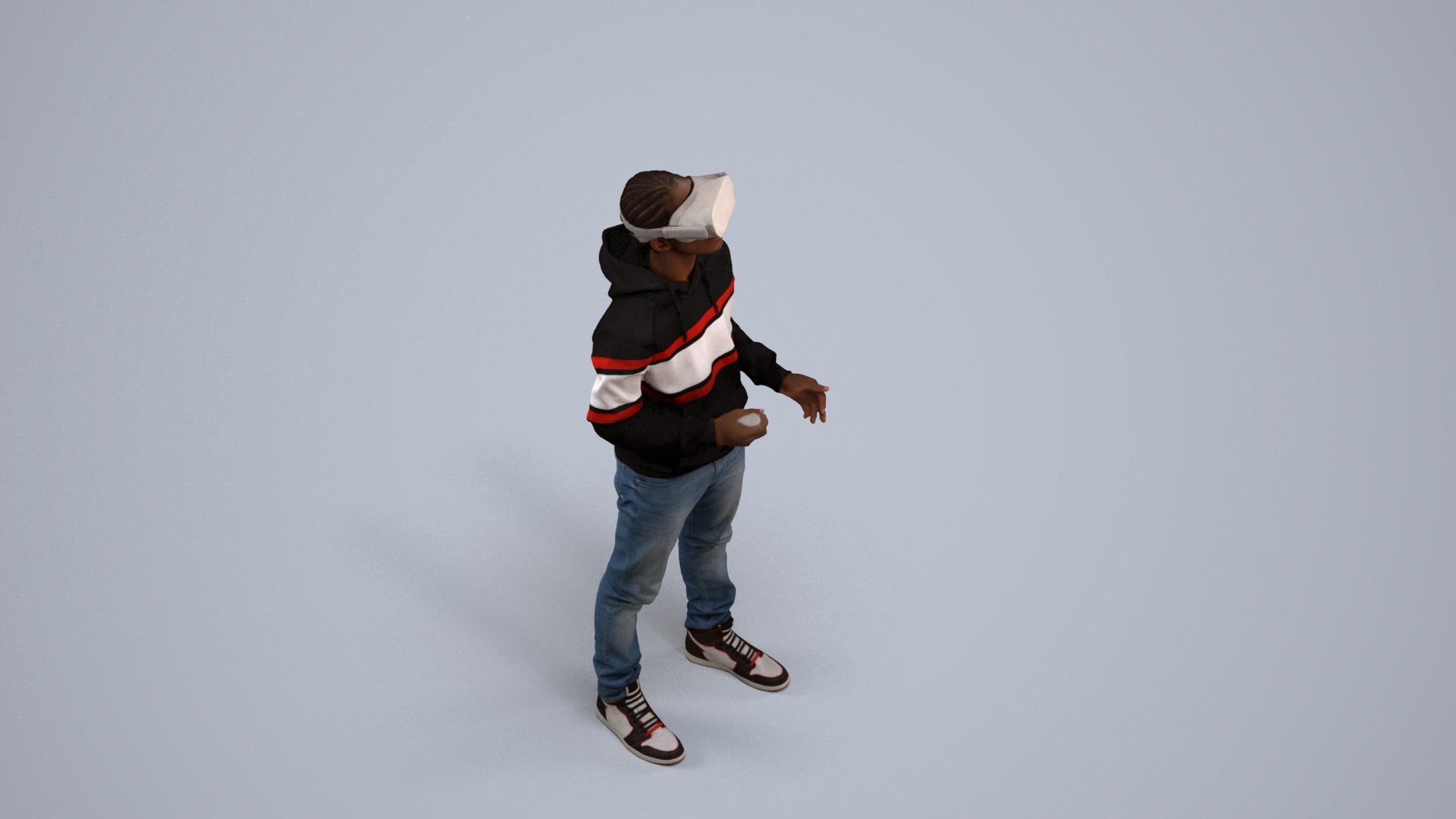 realistic 3D human boy casual kids, archviz people FBX OBJ for Blender, back view render
