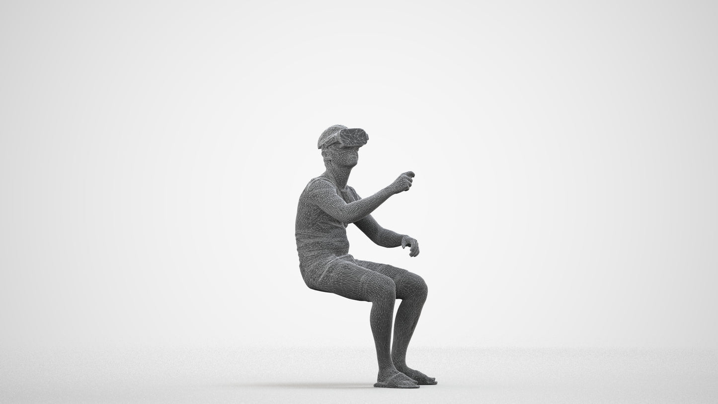 3D people model boy casual kids, scanned human for 3ds Max rendering, wireframe side view