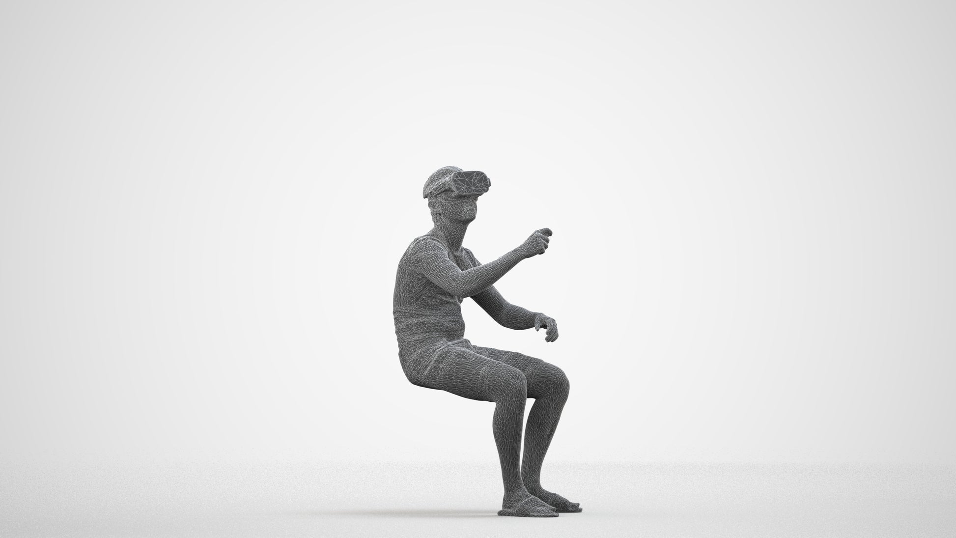3D people model boy casual kids, scanned human for 3ds Max rendering, wireframe side view