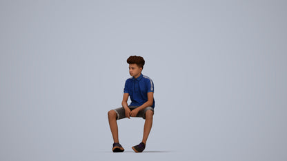 3D scanned boy kids casual, photorealistic archviz people for Enscape and SketchUp, top-down view render