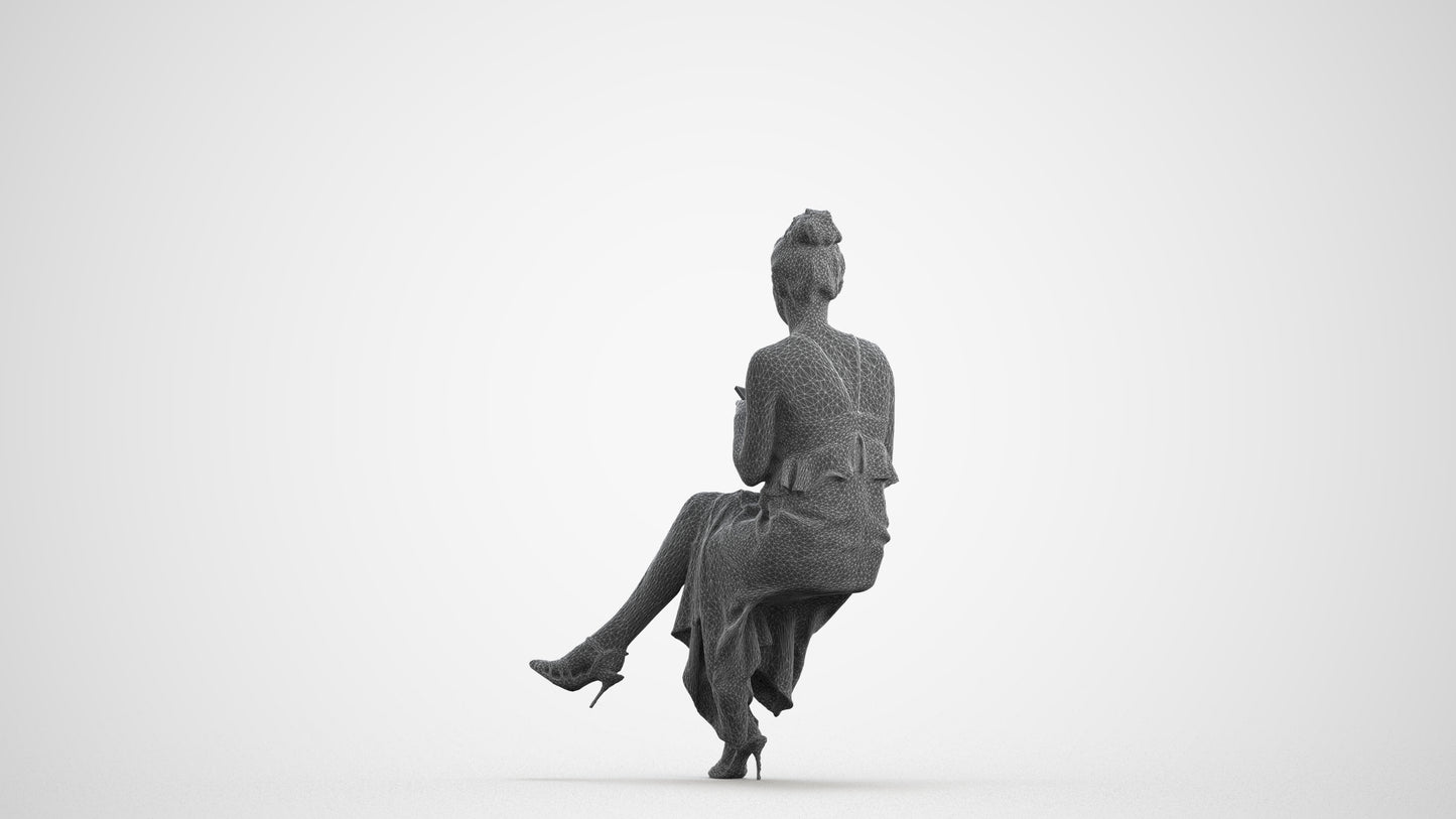 realistic 3D people woman formal formalaffairs, render-ready for V-Ray and Corona, FBX OBJ, wireframe front view