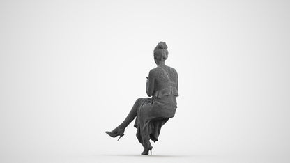 realistic 3D people woman formal formalaffairs, render-ready for V-Ray and Corona, FBX OBJ, wireframe front view