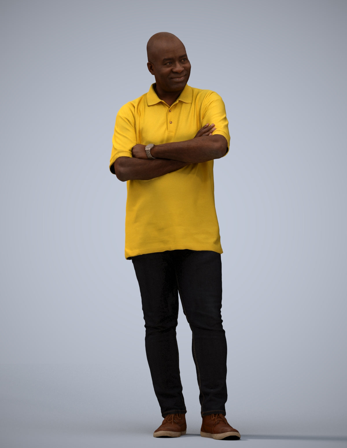 scanned 3D man casual standing, photogrammetry people for Enscape and V-Ray
