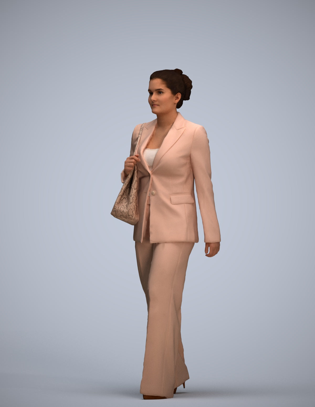 realistic 3D human woman business standing, archviz people FBX OBJ for Blender
